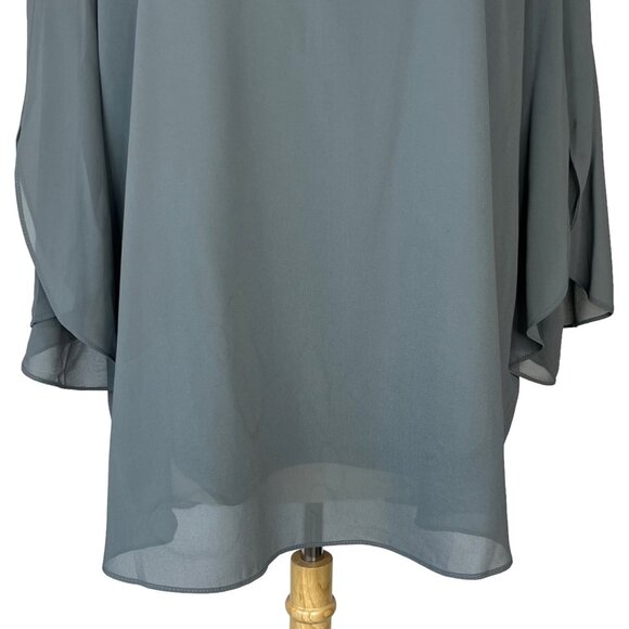 Acevog Womens Chiffon Blouse Green Long Sleeves Back Zip Lined XXXXL 4XL New - Picture 4 of 11